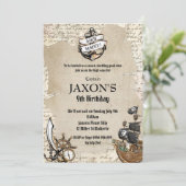 ヴィンテージパイレーツバースデーパーティーアホイマテイオールドマップ 招待状 (スタンド正面)