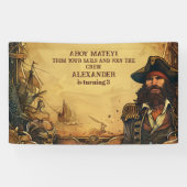 ヴィンテージパイレーツバースデーパーティーアホイマテイオールドマップ 横断幕 (横)