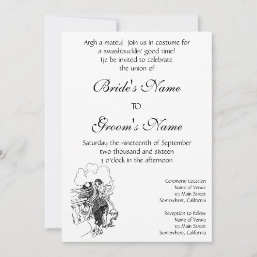 ヴィンテージパイレーツパーティーオンガレオン結婚式招待状 招待状 (裏面)