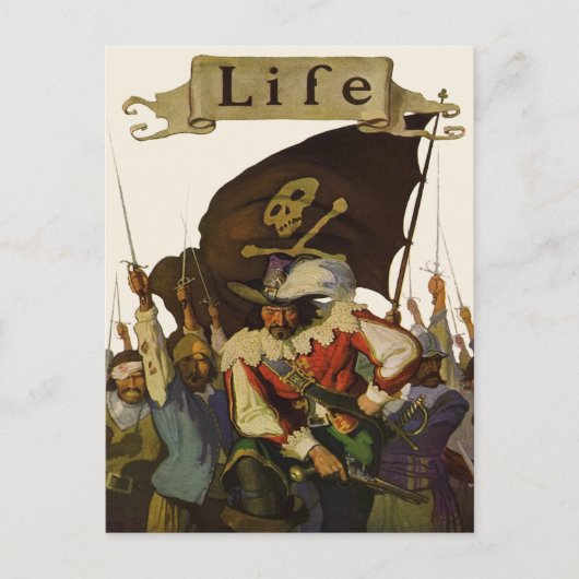 ヴィンテージパイレーツライフワイエスイラストレーション ポストカード (正面)