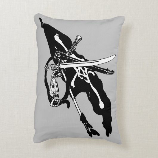 ヴィンテージパイレーツ国旗、ジョリーロジャースカルクロスボーン アクセントクッション (裏面(縦))