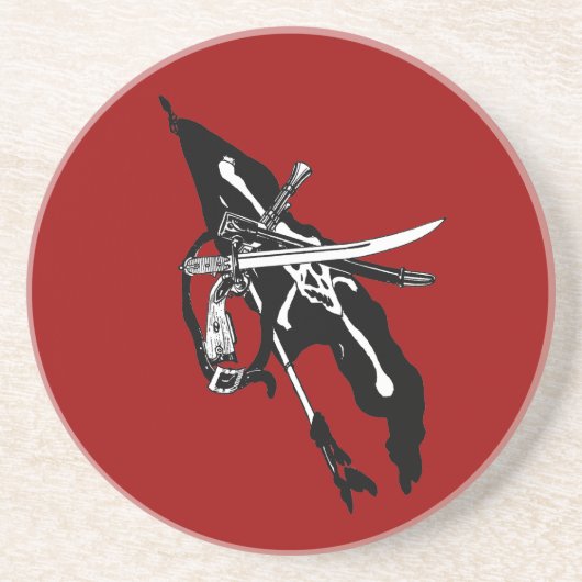 ヴィンテージパイレーツ国旗、ジョリーロジャースカルクロスボーン コースター (正面)