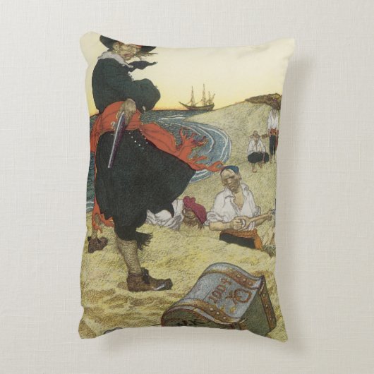 ヴィンテージパイレーツ、ウィリアム・キッド・エイリング・トレジャー アクセントクッション (裏面(縦))