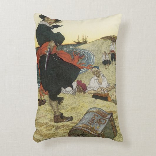 ヴィンテージパイレーツ、ウィリアム・キッド・エイリング・トレジャー アクセントクッション (正面(垂直))