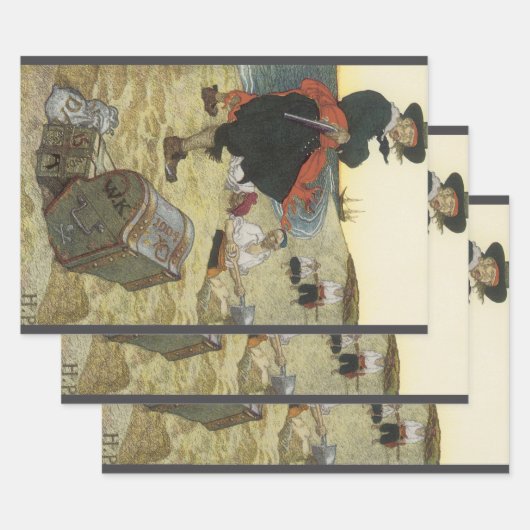 ヴィンテージパイレーツ、ウィリアム・キッド・エイリング・トレジャー ラッピングペーパーシート (セット)