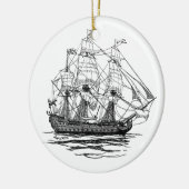 ヴィンテージパイレーツ・ガレオン、74発の砲艦のスケッチ セラミックオーナメント (左)