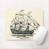 ヴィンテージパイレーツ・ガレオン、74発の砲艦のスケッチ マウスパッド (マウス)