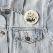 ヴィンテージパイレーツ・ガレオン、74発の砲艦のスケッチ 缶バッジ (インサイチュ)