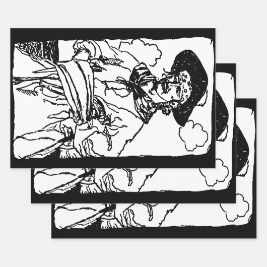 ヴィンテージパイレーツ・スケッチ・オブ・ア・キャプテンバイハワードピレ ラッピングペーパーシート (セット)