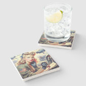 ヴィンテージパイロットピン留め ストーンコースター (横)