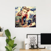 ヴィンテージパイロットピン留め ポスター (ホームオフィス)