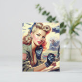 ヴィンテージパイロットピン留め ポストカード (スタンド正面)