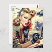 ヴィンテージパイロットピン留め ポストカード (正面/裏面)