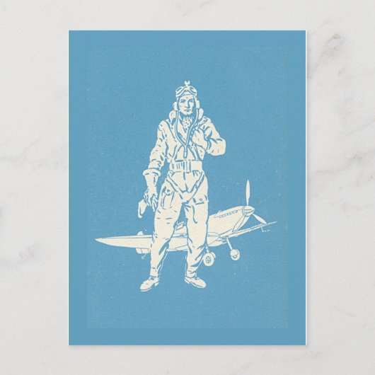 ヴィンテージパイロット及び航空機芸術 ポストカード (正面)