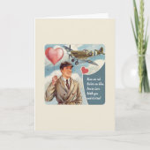 ヴィンテージパイロット&飛行機かわいいバレンタインデーのカード カード (正面)