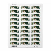 ヴィンテージパインアイボリーブルークリスマス差出人住所 ラベル (フルシート)