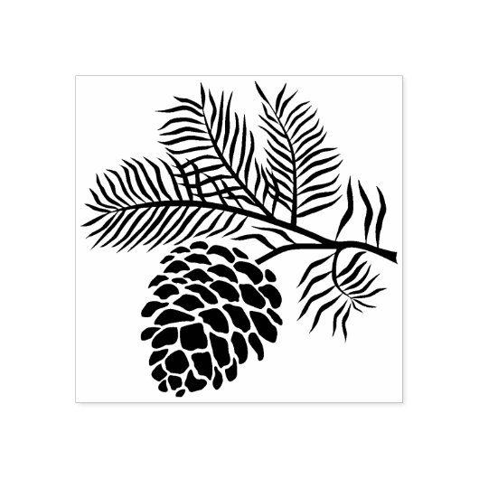 ヴィンテージパインコーン分岐ゴムスタンプ ラバースタンプ (インプリント)