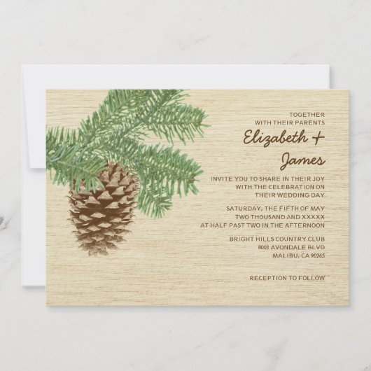 ヴィンテージパインコーン結婚式招待状 招待状 (正面)
