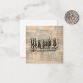 ヴィンテージパインツリー自然シーン新聞スプリントアート ノートカード (正面/裏面インサイチュ)