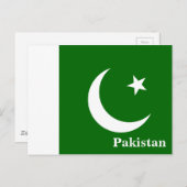 ヴィンテージパキスタン国旗の旅行観光 ポストカード (正面/裏面)