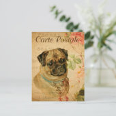 ヴィンテージパグドッグフローラフランスのカルテポストエール ポストカード (スタンド正面)