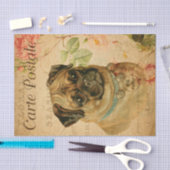 ヴィンテージパグドッグフローラフランスのカルテポストエール 薄葉紙 (クラフト)