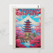 ヴィンテージパゴダさくらんぼ花見旅行 ポストカード (正面/裏面)