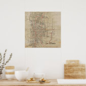 ヴィンテージパサデナCAの地図(1922) ポスター (キッチン)