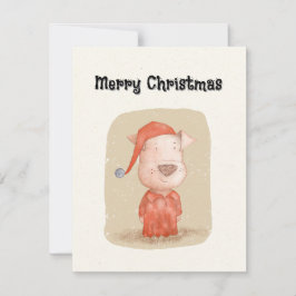 ヴィンテージパジャマのクリスマスに赤い手描き犬 シーズンカード