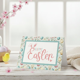 ヴィンテージパステルイースターエッグハッピーイースターバニー耳 シーズンカード