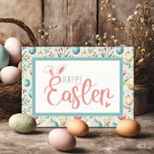 ヴィンテージパステルイースターエッグハッピーイースターバニー耳 シーズンカード
