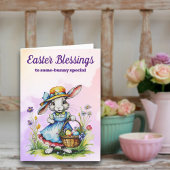 ヴィンテージパステルウォーターカラーバニークリスチャンイースター シーズンカード