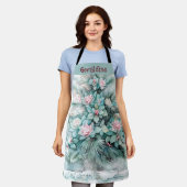 ヴィンテージパステルカスタマイズ可能なクリスマスエプロン エプロン (着用した状態)