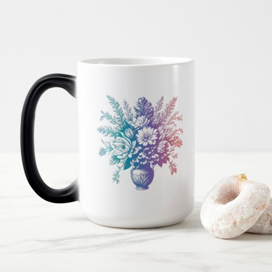 ヴィンテージパステルカラフルフローラデザイン モーフィングマグカップ (ドーナツ)