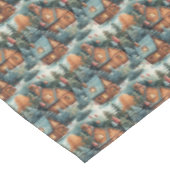 ヴィンテージパステルカラーのクリスマスジンジャーブレッドの家 テーブルクロス (アングル)