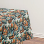 ヴィンテージパステルカラーのクリスマスジンジャーブレッドの家 テーブルクロス (インサイチュ)