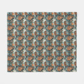 ヴィンテージパステルカラーのクリスマスジンジャーブレッドの家 フリースブランケット (正面(横))