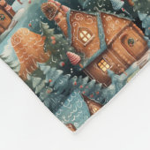 ヴィンテージパステルカラーのクリスマスジンジャーブレッドの家 フリースブランケット (角)