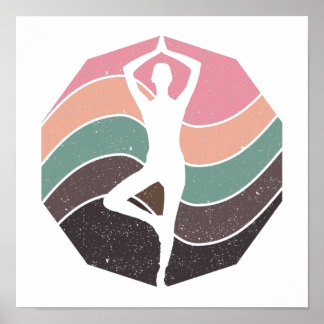 ヴィンテージパステルガール運動またはヨガポーズ ポスター