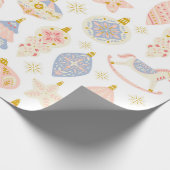 ヴィンテージパステルクリスマスオーナメントラッピング紙 ラッピングペーパー (角)