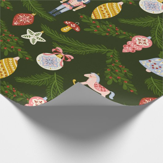 ヴィンテージパステルクリスマスオーナメントラッピング紙 ラッピングペーパー (角)