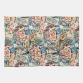 ヴィンテージパステルクリスマスカードコラージュ キッチンタオル (横)