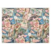 ヴィンテージパステルクリスマスカードコラージュ テーブルクロス (正面(横))