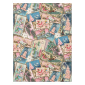 ヴィンテージパステルクリスマスカードコラージュ テーブルクロス (正面)