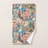 ヴィンテージパステルクリスマスカードコラージュ バスタオルセット (ハンドタオル)