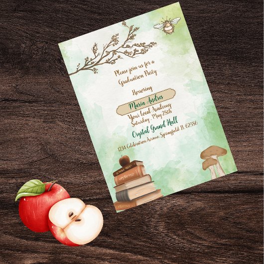 ヴィンテージパステルグリーンお洒落卒業 招待状