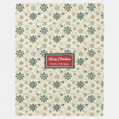 ヴィンテージパステルグリーンスノーフレークパーソナライズされたスロー フリースブランケット (正面)