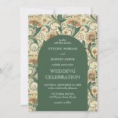 ヴィンテージパステルグリーンテラコッタフローラアールヌーボー 招待状 (正面)