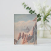 ヴィンテージパステルスケッチ山氷河 ポストカード (スタンド正面)