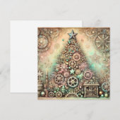 ヴィンテージパステルスチームパンククリスマスツリーカード シーズンカード (正面/裏面)